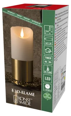 Produktbild von Konstsmide 1821-600 LED-Echtwachskerze Weiß Warmweiß, Messingfarben, 15,5 cm