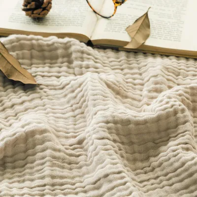 Productafbeelding van Musselin deken, 152 x 203 cm, beige, 100% katoen, gaasdeken