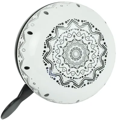 Obrázek produktu pro WIDEK dvoubarevný zvonek na kolo Mandala Zebra, XXL Ø 80mm, Ding Dong - hlasitý a silný