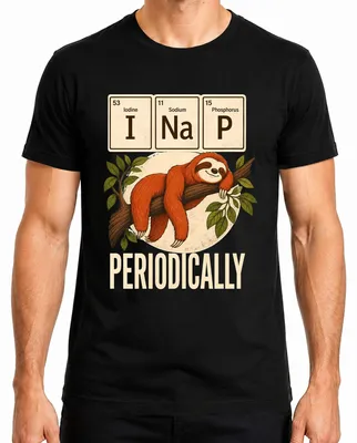 Productafbeelding van "I Na P" Periodiek Grappig Lui Eekhoorn Chemie T-shirt, zwart, maat L