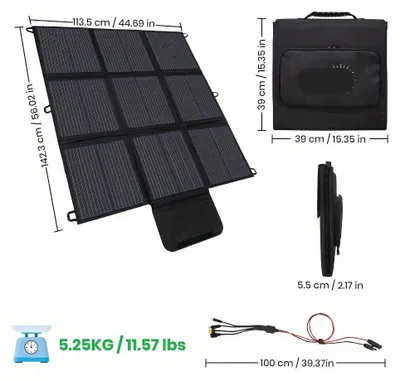 Obrázek produktu pro Skládací solární panel - Přenosný solární panel - Mobilní solární panel - Solární panel pro kempování - Výkon 200 W