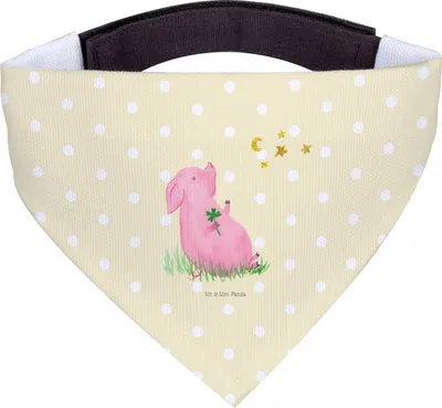 Produktbild von Mr. & Mrs. Panda Hund Halstuch Schwein Glück - Gelb Pastell - Geschenk, Träume, Hunde-Halstuch, Lustige Sprüche, Glücksbringer, Ziele, Hundehalstuch, Motivation, Hunde