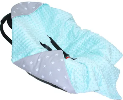 Produktbild von Baby Wende Einschlagdecke MINKY mit Kapuze 90x90 cm Babyschale Decke Zweiseitig 22. EI22