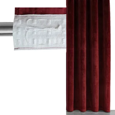 Produktbild von SAMT Vorhang Kräuselband DUNKELROT 140x245 cm Velvet Tunneldzug verdunkelnd