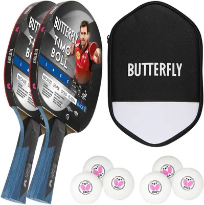 Produktbild von 2 x Timo Boll Black Tischtennisschläger + Tischtennishülle + 6 x 40+ 3*** Ball
