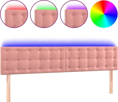 Produktbild von vidaXL LED Kopfteil Rosa 200x5x78/88 cm Samt