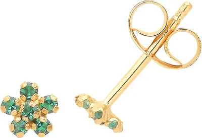 Produktbild von Süße 9 Karat (375) Gold Blume Damen - Paar Ohrstecker mit Zirkonia - 4mm*4mm; TRS36134
