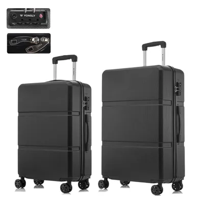 Produktbild von yonsly Premium Reisekoffer TSA-Schloss,YKK-Reißverschluss Hartschalen-Koffer Kabinenkoffer Rollkoffer Suitcase Handgepäck (Schwarz, L-XL-Set)