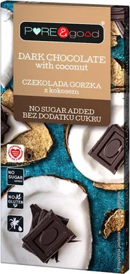 CZEKOLADA GORZKA Z KOKOSEM BEZ DODATKU CUKRU BEZGLUTENOWA 75 g - PURE&GOOD