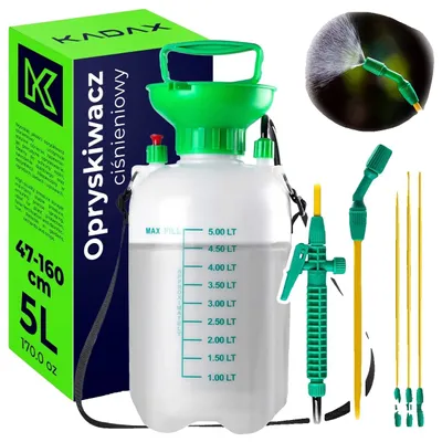 Image de Pulvérisateur de jardin, capacité de 5 litres, lance de 160 cm, pression manuelle, buse réglable, conception ergonomique