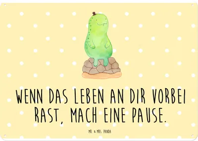Produktbild von Mr. & Mrs. Panda tafel Schildkröte Pause DIN A4 - Gelb Pastell - Geschenk, Blechschild, Achtsamkeit, Schild, Wandbild, Panzer, Metallschild, Türschild, Achtsam