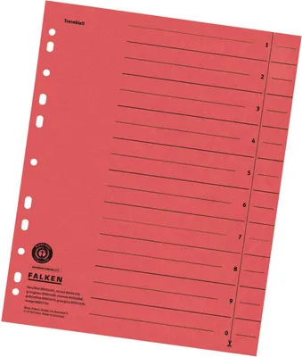 Produktbild von Falken Falken Trennblätter, 24 x 30cm, 230g/m², durchgefärbt, 100er Poly rot