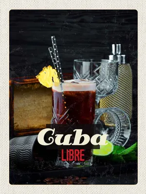 Produktbild von vianmo Holzschild 40x30 cm Cuba KaribikGetränke Libre Bildmotiv Reisemotiv Essen Trinken