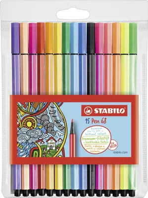 Produktbild von Premium-Filzstift - STABILO Pen 68 - 15er Pack - mit 15 verschiedenen Farben inklusive 5 Neonfarben