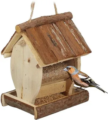 Image de Maison d'oiseaux en bois - décorative et faite à la main - 1 pièce - bois de pin naturel