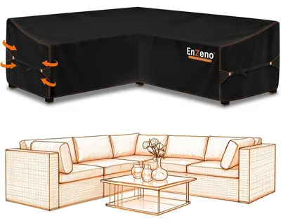 Zdjęcie produktu dla Osłona ochronna w kształcie litery L, do mebli ogrodowych, wodoodporna i wiatroodporna, wymiary: 215x215x87 cm