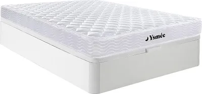 Produktbild von Set 140 x 190 cm Rahmen mit Box weiß + 15 cm dicke Federkernmatratze - WOLKENLOS by YSMÉE