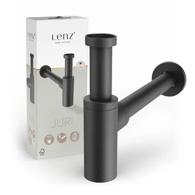Produktbild von Lenz JURI Design-Siphon Schwarz-matt, 1 1/4" mit Geruchsstopp, Reinigungsöffnung, flexibel kürzbar, Anti-Fingerprint 46090051