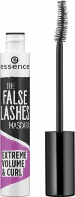 A product shot of Essence Cosmetics The False Lashes Mascara Extreme Volume & Curl.