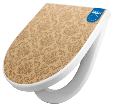 Produktbild von WC Sitz mit Absenkautomatik D Form Motiv Tapete Beige [TDW3 10057]