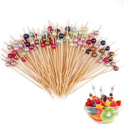 Image de Brochettes en bois pour cocktails et décoration - 100 pièces - Brochettes en bois de couleur naturelle