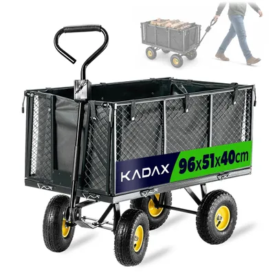Produktbild von KADAX Netzgartenwagen, 97x47x40cm Gartenwagen aus pulverbeschichteten Metall