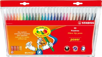 Produktbild von Fasermaler power Kunststoffetui mit 30 Stiften Packung mit 6 Stück