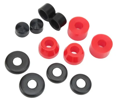 Immagine prodotto di Set di boccole per skateboard, 12 pezzi, in PU, durezza 90A, colore rosso, per longboard e skateboard a 4 ruote