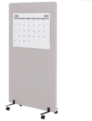 Productafbeelding van Akoestische scheidingswand HWC-G77, kantoorscheiding met zichtbescherming, mobiele roomdivider, dubbelwandig, met stoffen/textiele bekleding, ongeveer 147x80 cm, beige