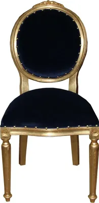 Produktbild von Casa Padrino Barock Medaillon Luxus Esszimmer Stuhl ohne Armlehnen in Royalblau / Gold - Limited Edition