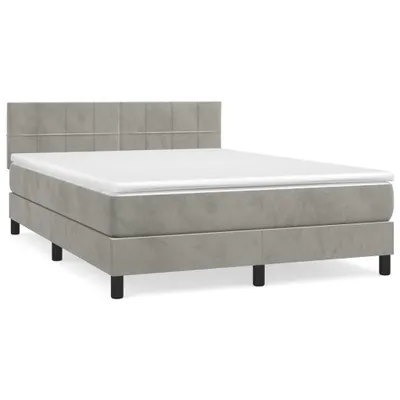 Productafbeelding van vidaXL Boxspringbed met matras, lichtgrijs, 140x190 cm, fluweel