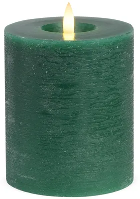 Produktbild von LED Stumpen-Kerze Echtwachs-Kerze flackernd, 10x12 cm, grün
