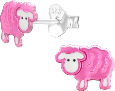 Produktbild von Ohrringe Ohrstecker 925 Sterling Silber mit pinkem Schaf