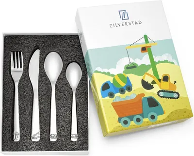 Image de ZILVERSTAD Couverts pour enfants Véhicules de chantier 18/10 4 pièces 110989