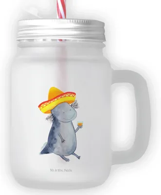 Produktbild von Mr. & Mrs. Panda dessertglas Axolotl Tequila - Transparent - Geschenk, Feiern, glas mit deckel, Mexico, Trinkglas, Urlaub, Saftglas, Cocktailglas, trinken, becher henkel