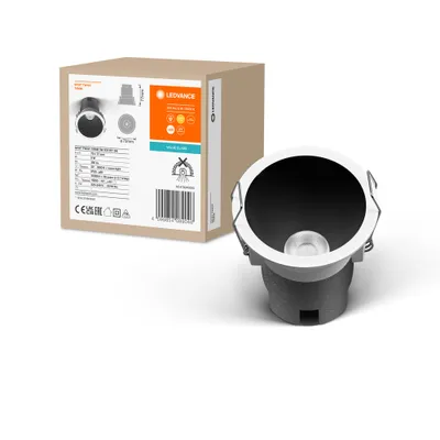 Image de LEDVANCE SPOT TWIST downlight encastré, noir, 5W, 400lm, 830 WT, 70mm de diamètre, couleur de lumière blanc chaud, jusqu'à 90% d'économie d'énergie par rapport aux downlights halogènes, montage simple, 3000K