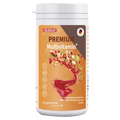 Produktbild von OLDELA MULTIVITAM PLUS - Multivitamin & Mineral mit Lutein & Lycopin - 24 Zutaten - produziert in Deutschland(60Kapseln)