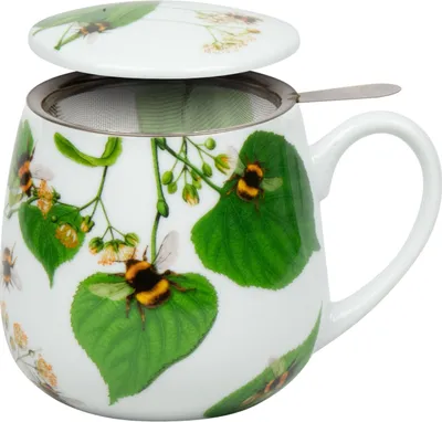 Immagine prodotto di Könitz Becher Bumblebees on Leaf mit Sieb und Deckel, Tasse, Porzellan, Bunt, 400 ml, 11 5 143 2768
