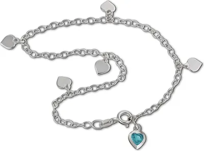 Produktbild von SilberDream Fußkette 23cm Damen 925 Silber Schmuck Herz silber hellblau SDF2013H
