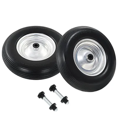 Immagine prodotto di Ruote per Carriola 2 pz con Asse inPoliuretanoSolido 4.00-8 390 mm