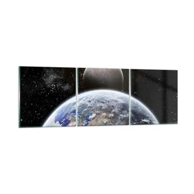 Produktbild von Bilder auf glas - Apokalypse Meteorit Sterne Planet - 90x30cm - Glasbilder - Wandbilder - Kunstdruck - zum Aufhängen bereit - Wanddekoration aus Glas - Glas Bilder - Wandbild auf Glas - GCA90x30-0352