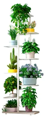 Produktbild von Pflanzenständer - Indoor - Pflanzenregal Blumentreppe - 8 Etagen - 142 cm - Weiß