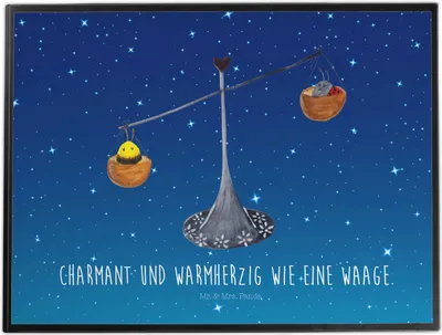 Produktbild von Mr. & Mrs. Panda Schreibtischunterlage Sternzeichen Waage - Sternenhimmel Blau - Geschenk, Schreibunterlage, Marienkäfer, Gleichgewicht, Hummel, bastelmatte, Biene
