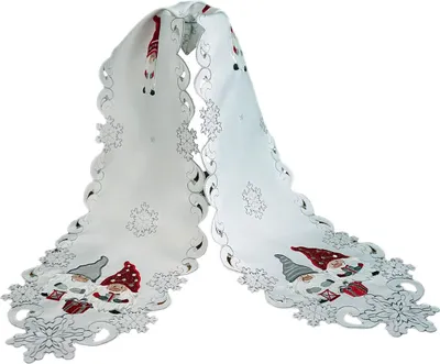 Image de Linge de table avec broderie lutin 25 x 160 cm blanc