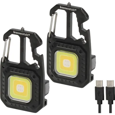 Produktbild von Brennenstuhl Mini LED Taschenlampe MTL 600 AD2 2er Set (Akku Werkstattlampe 600lm, 7 Lichtmodi, Schlüsselanhänger, Flaschenöffner, Bits und Schraubenschlüsseln für den Alltag, Notfall oder Camping)