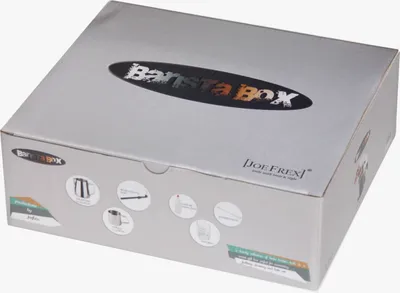 Produktbild von JoeFrex Barista Box 6-teiliges Barista Zubehör Set Edelstahl schwarz, 350ml & 90ml Milchkännchen, Espresso Shotglas, Latte Art Bottle