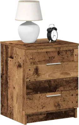 Image de vidaXL Table de nuit avec 2 tiroirs imitation vieux bois 40x36x50 cm