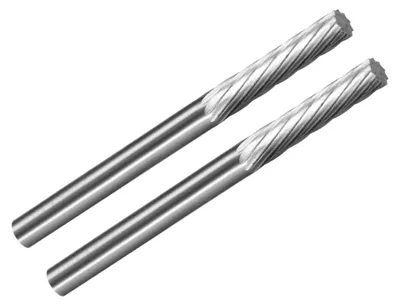 Produktbild von Wolfram-Hartmetallfräser, 1/8" (3mm) Schaft, 1/8" Durchmesser, Einzelschnitt-Zylinderform, 2 Stück