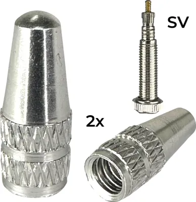 Produktbild von 2 x F26 Fahrrad Alu Ventilkappen SV Presta / Französisch Silber