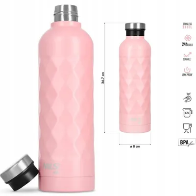 Produktbild von NILS CAMP NC3805 Isolierflasche 750ml Pink Edelstahl Auslaufsicher
